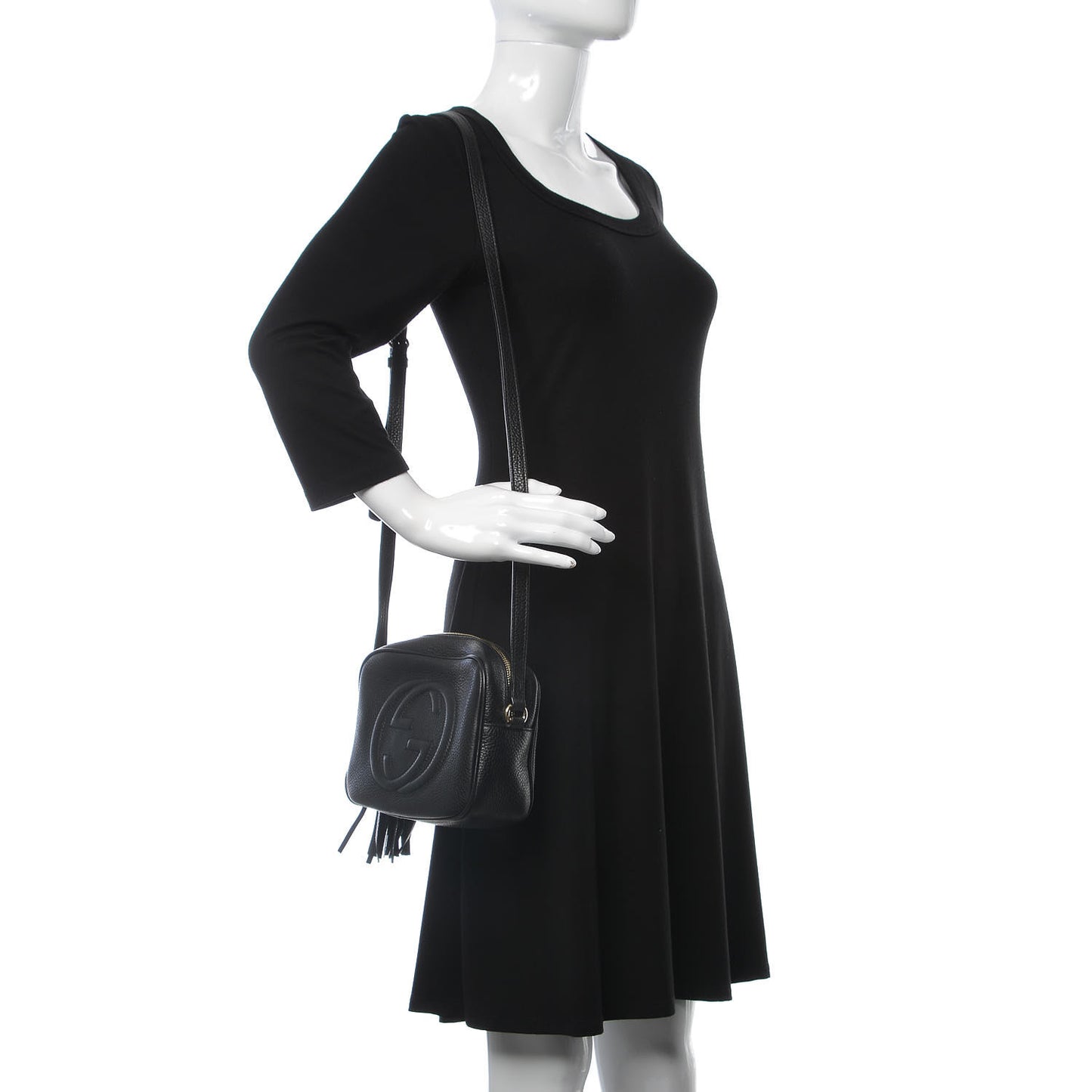 Pebbled Calfskin Small Soho Disco Bag Black