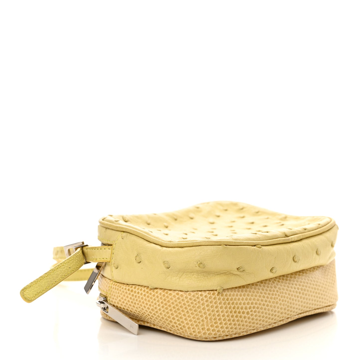 Ostrich Lizard Mini Twin Crossbody Bag Yellow