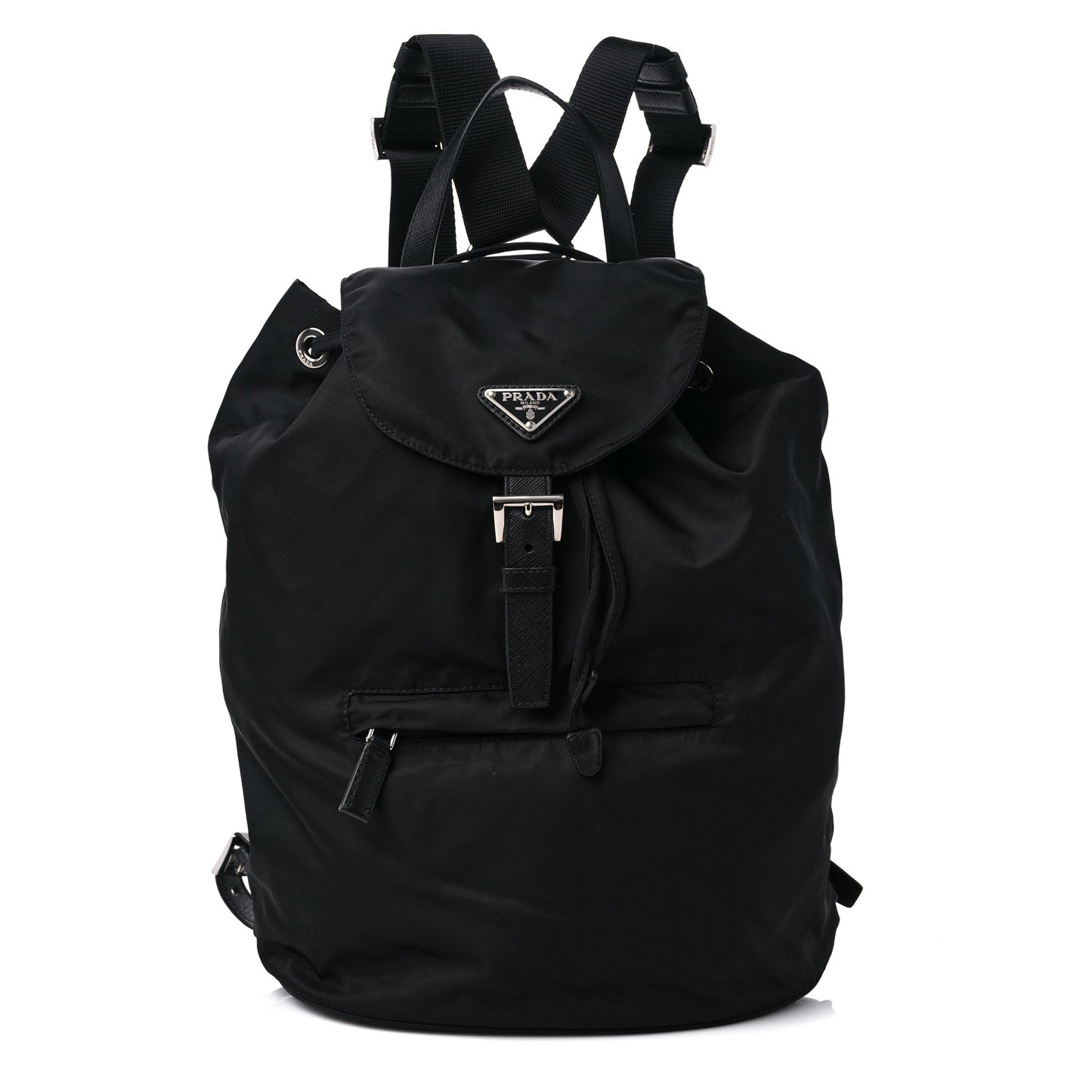 Nylon Tessuto Saffiano Zipper Backpack Black
