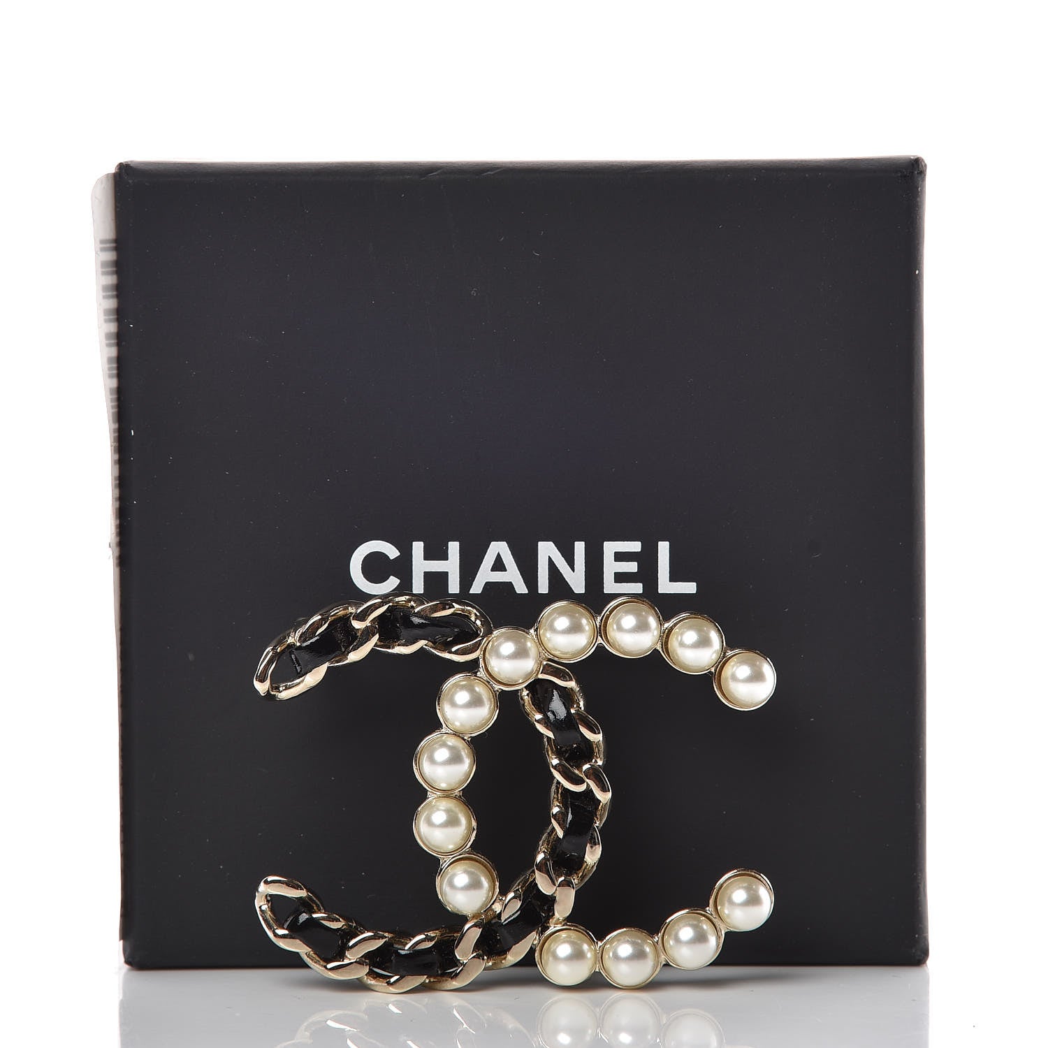 Chanel Patent Pearl CC Chain Brooch Black Gold 6 of 6