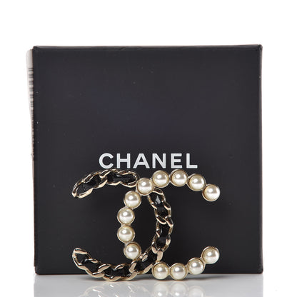 Chanel Patent Pearl CC Chain Brooch Black Gold 6 of 6