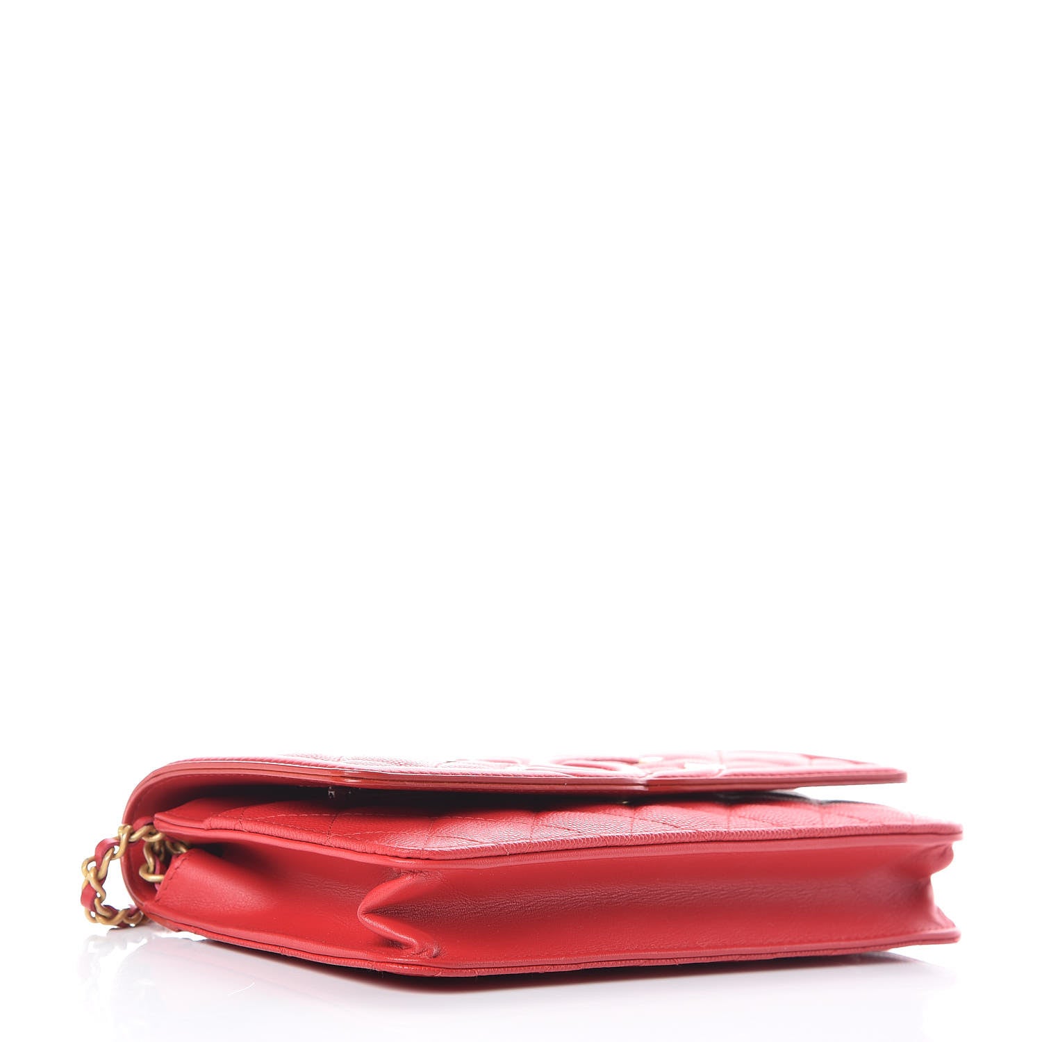 Chanel Caviar Quilted CC Filigree Wallet On Chain WOC Red 4 of 11