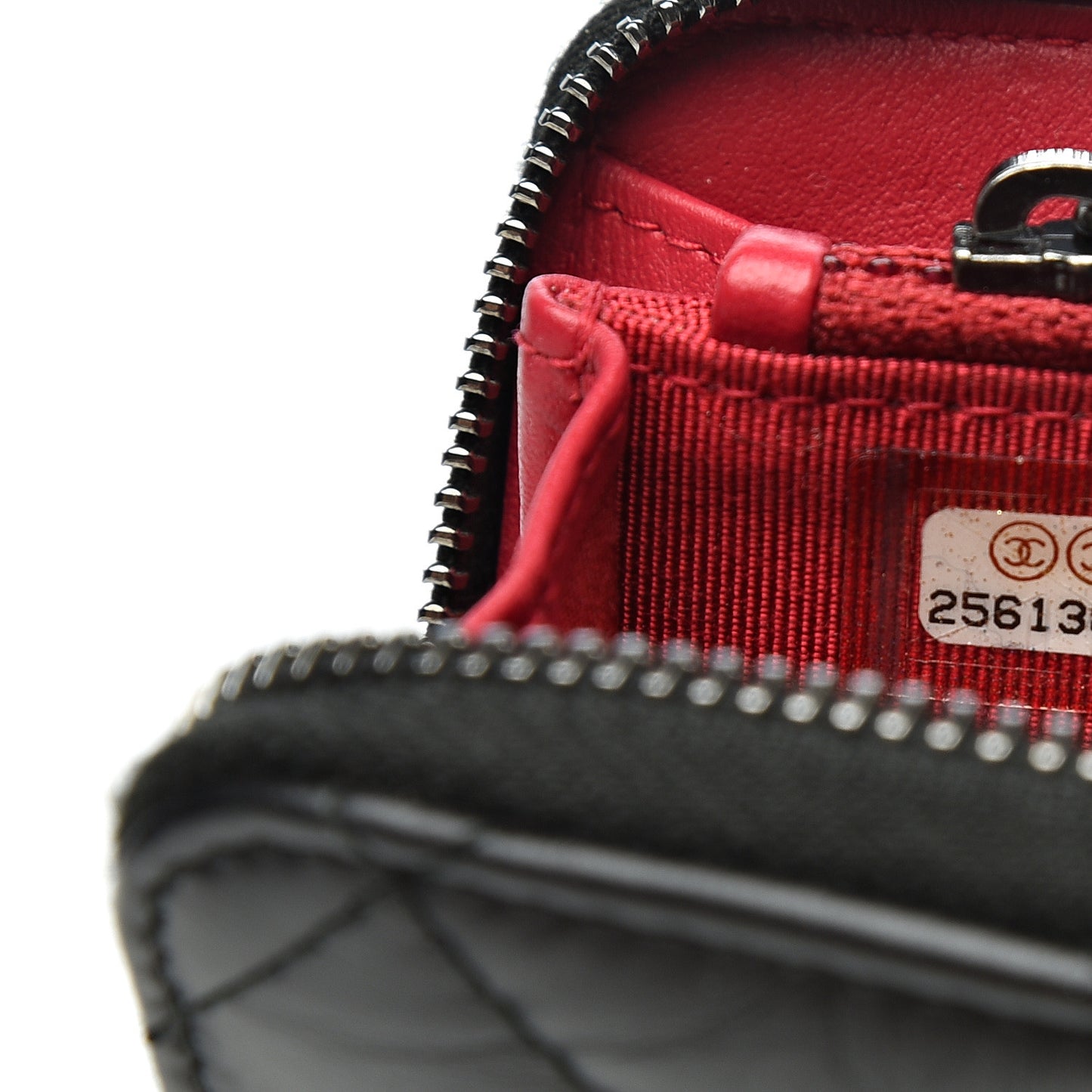 Aged Calfskin Quilted Small Gabrielle Zip Around Wallet Black