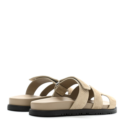 Hermes Suede Goatskin Chaine d'Ancre Womens Chypre Sandals 39 Beige Sable 4 of 9