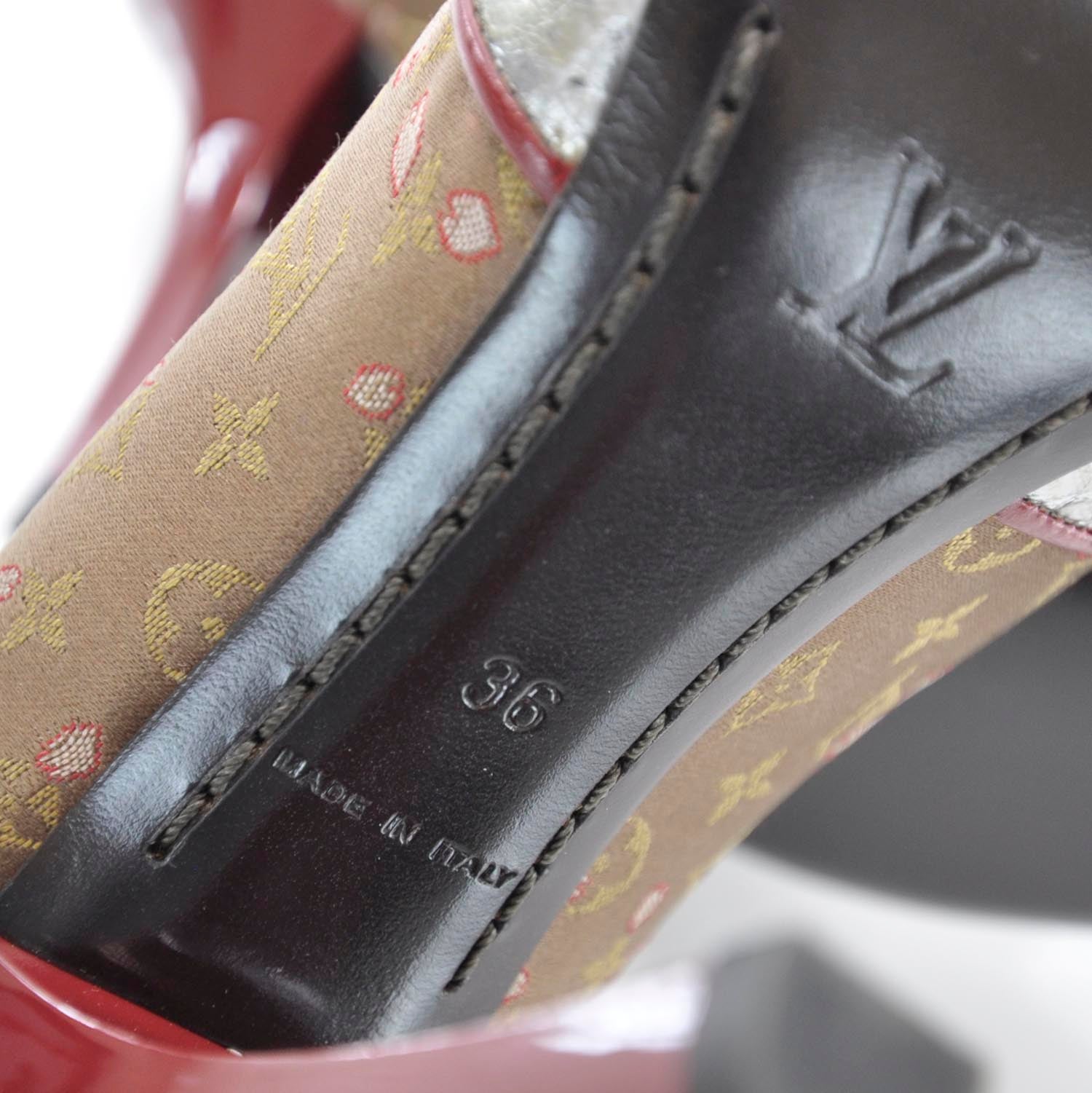 Louis Vuitton Satin Monogram Cherry Blossom Peep Toe Heels 36 9 of 9