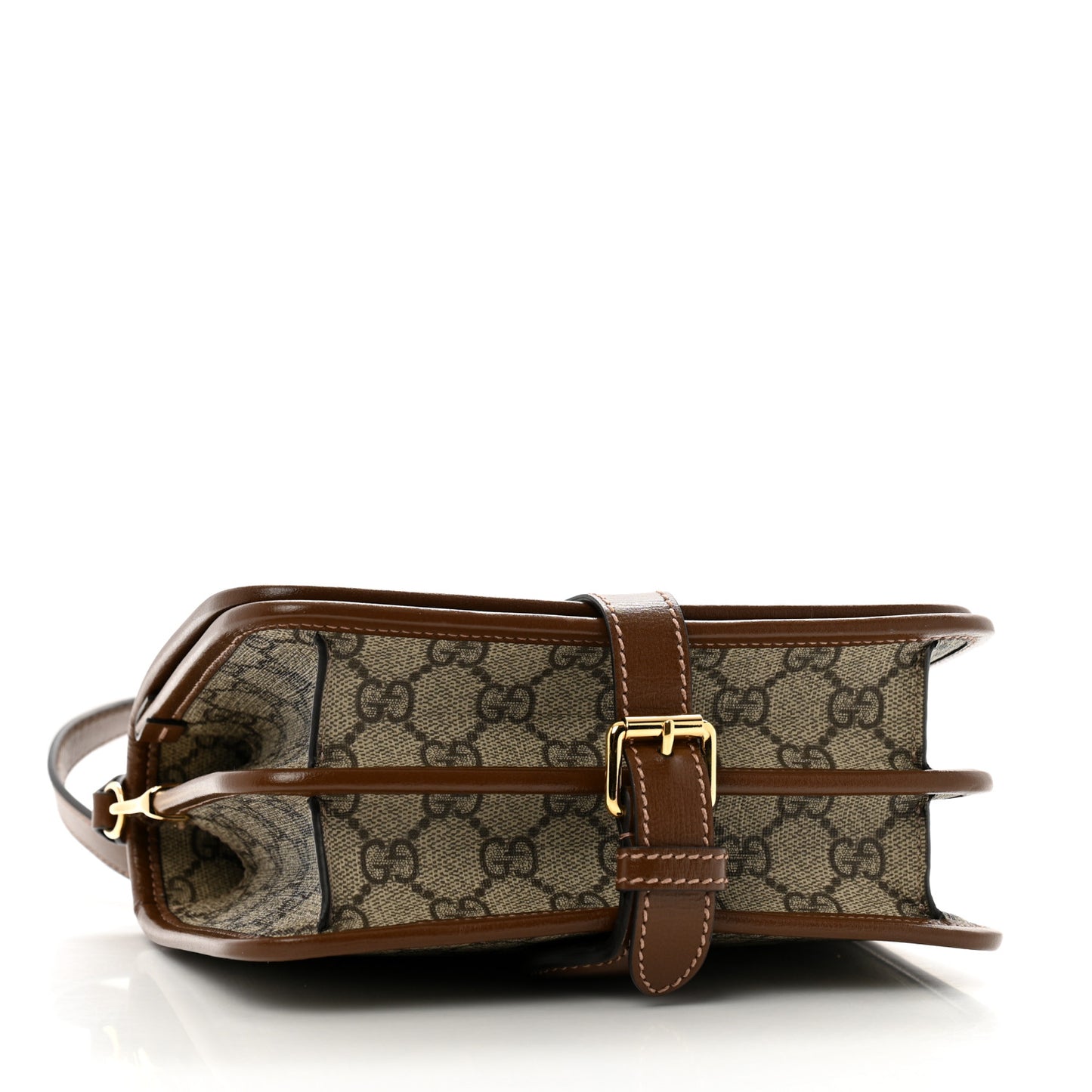 GG Supreme Monogram Azalea Calfskin Mini Retro Interlocking G Flap Shoulder Bag  Beige Ebony Brown Sugar