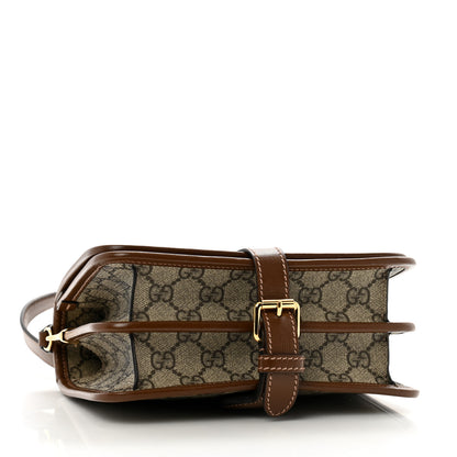 Gucci GG Supreme Monogram Azalea Calfskin Mini Retro Interlocking G Flap Shoulder Bag  Beige Ebony Brown Sugar 4 of 10