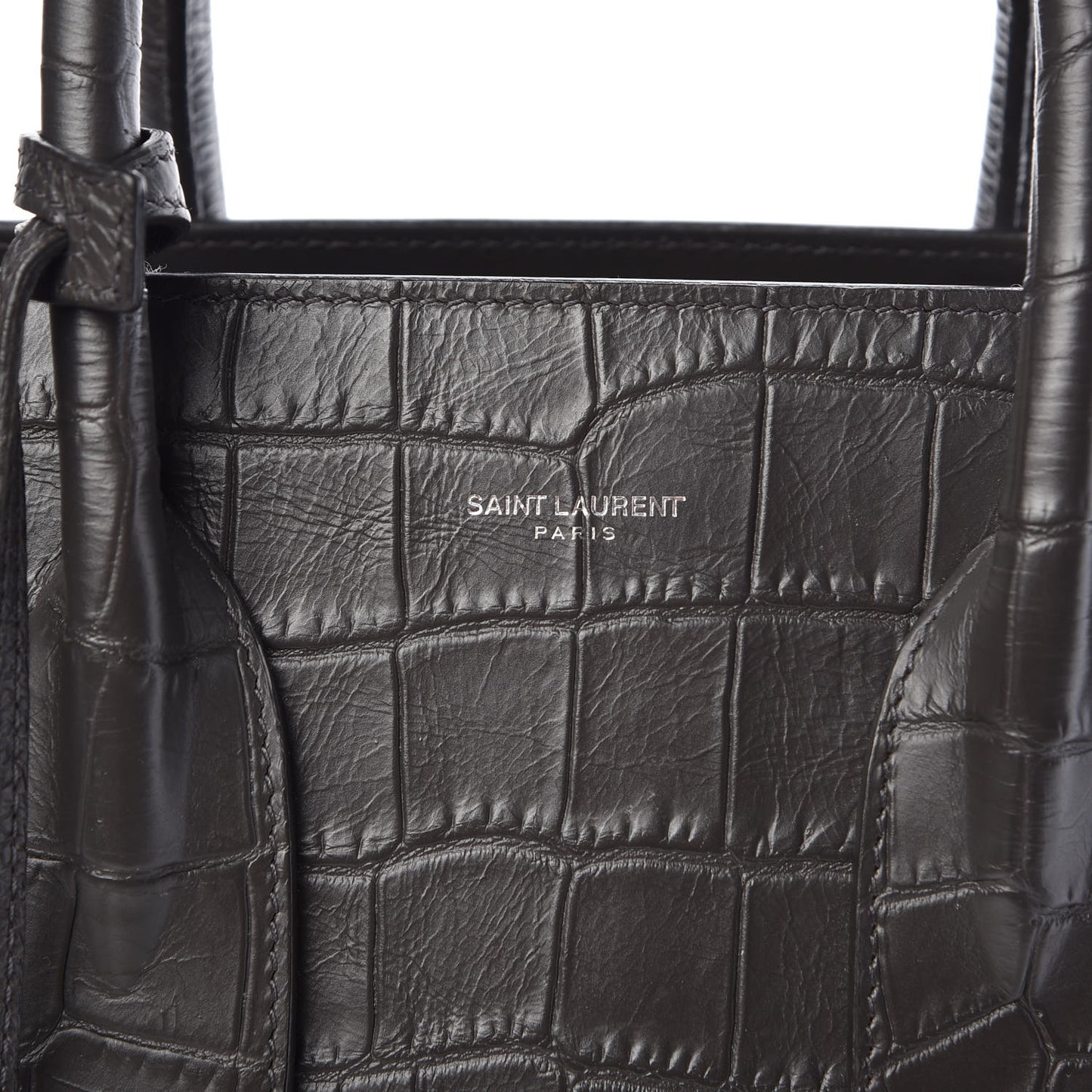 Calfskin Crocodile Embossed Small Sac De Jour Coal