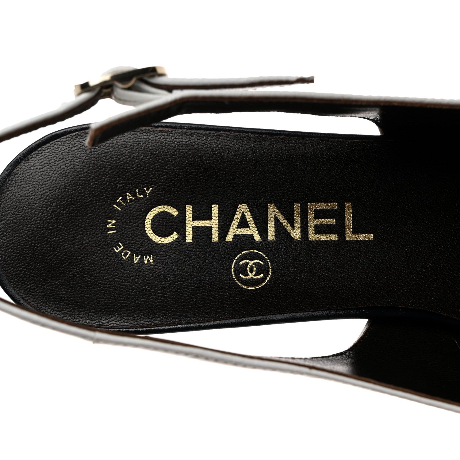 Chanel Calfskin Cap Toe CC Slingback Pumps 40 White Dark Navy 6 of 10