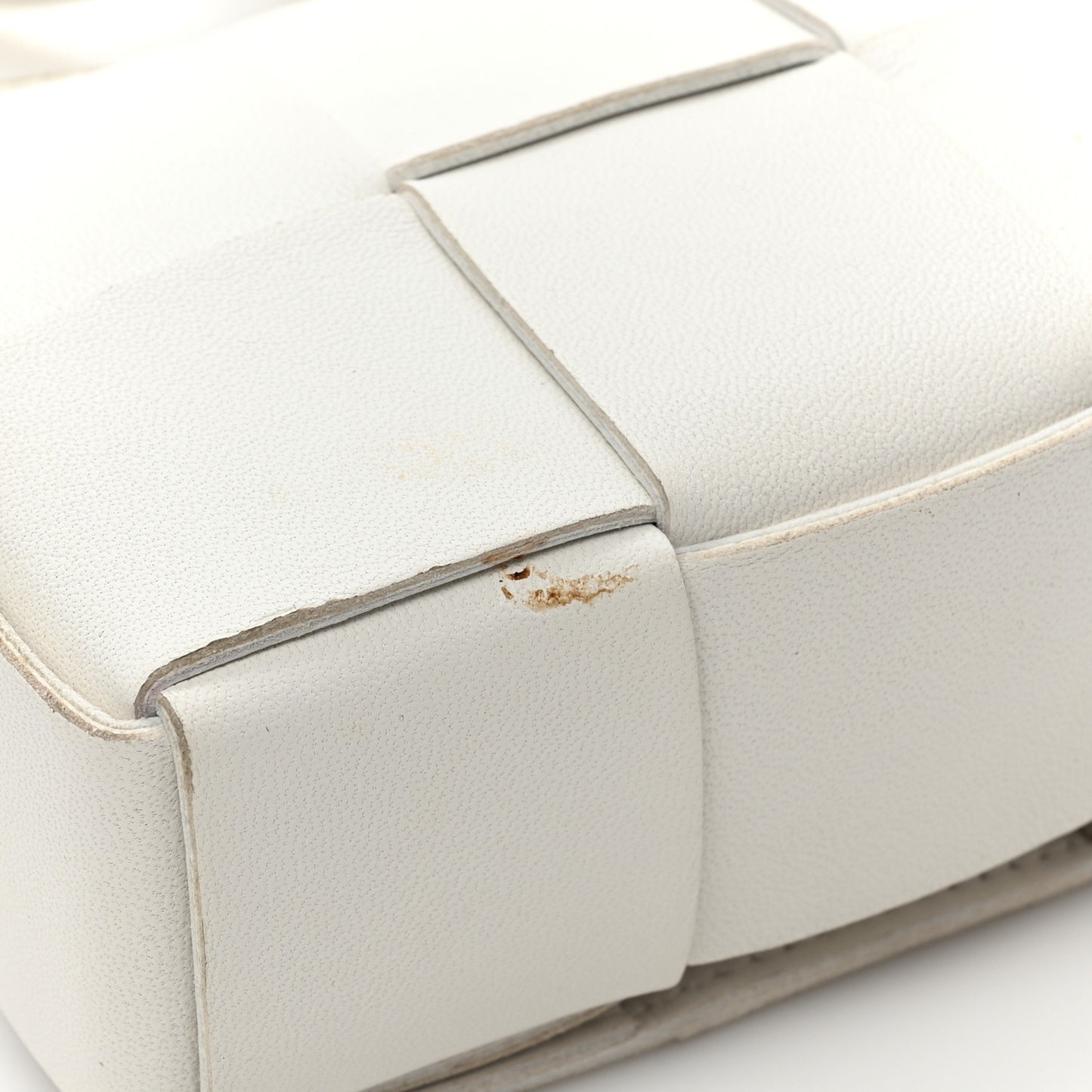 Lambskin Maxi Intrecciato Extra Mini Cassette Crossbody Bag White