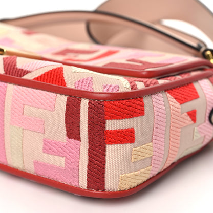 Fendi Canvas Vitello King FF Embroidered Baguette Rosa Quarzo Bloody Mary Multicolor 9 of 9