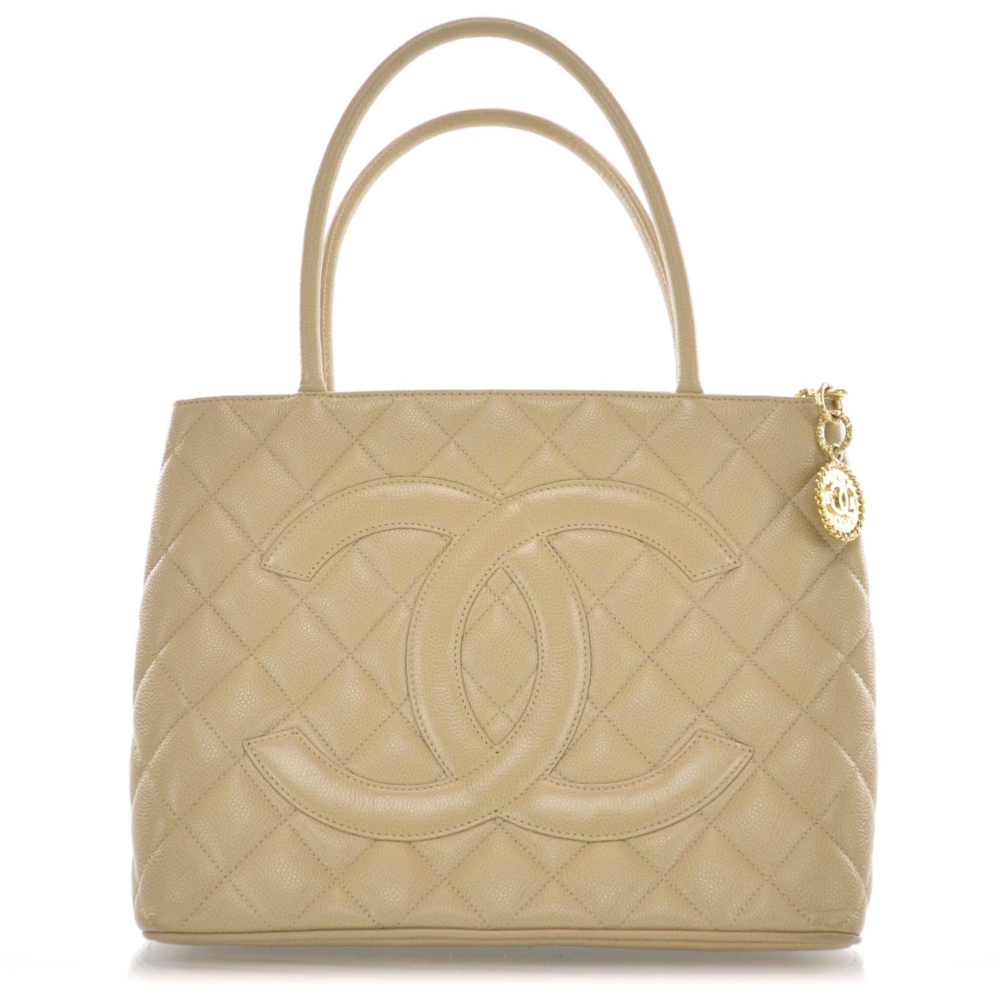 Caviar Quilted Medallion Tote Beige