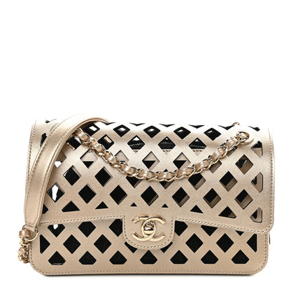 Chanel Metallic Lambskin Small Sea Through Flap Gold Black 1 of 11