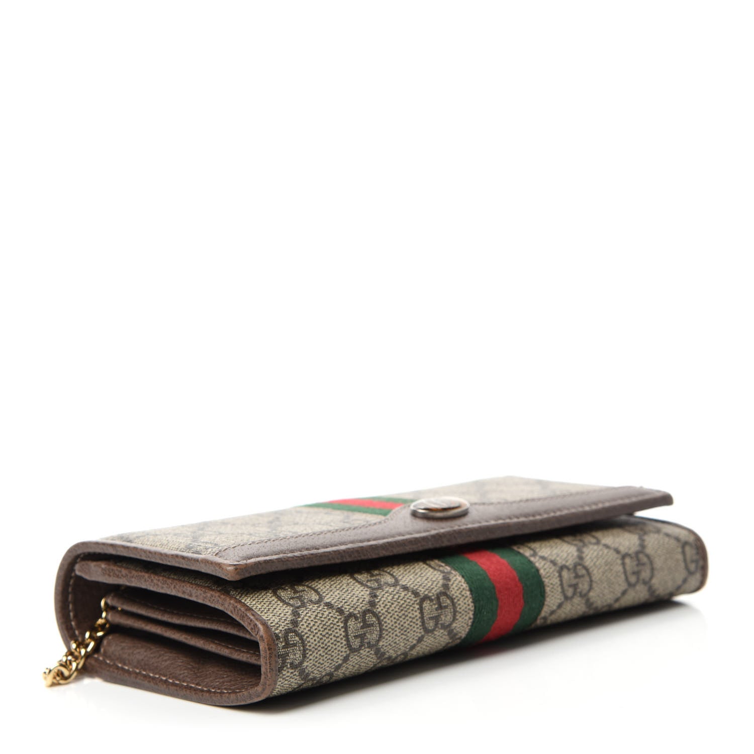 Gucci GG Supreme Monogram Web Ophidia Wallet On Chain Brown 4 of 12