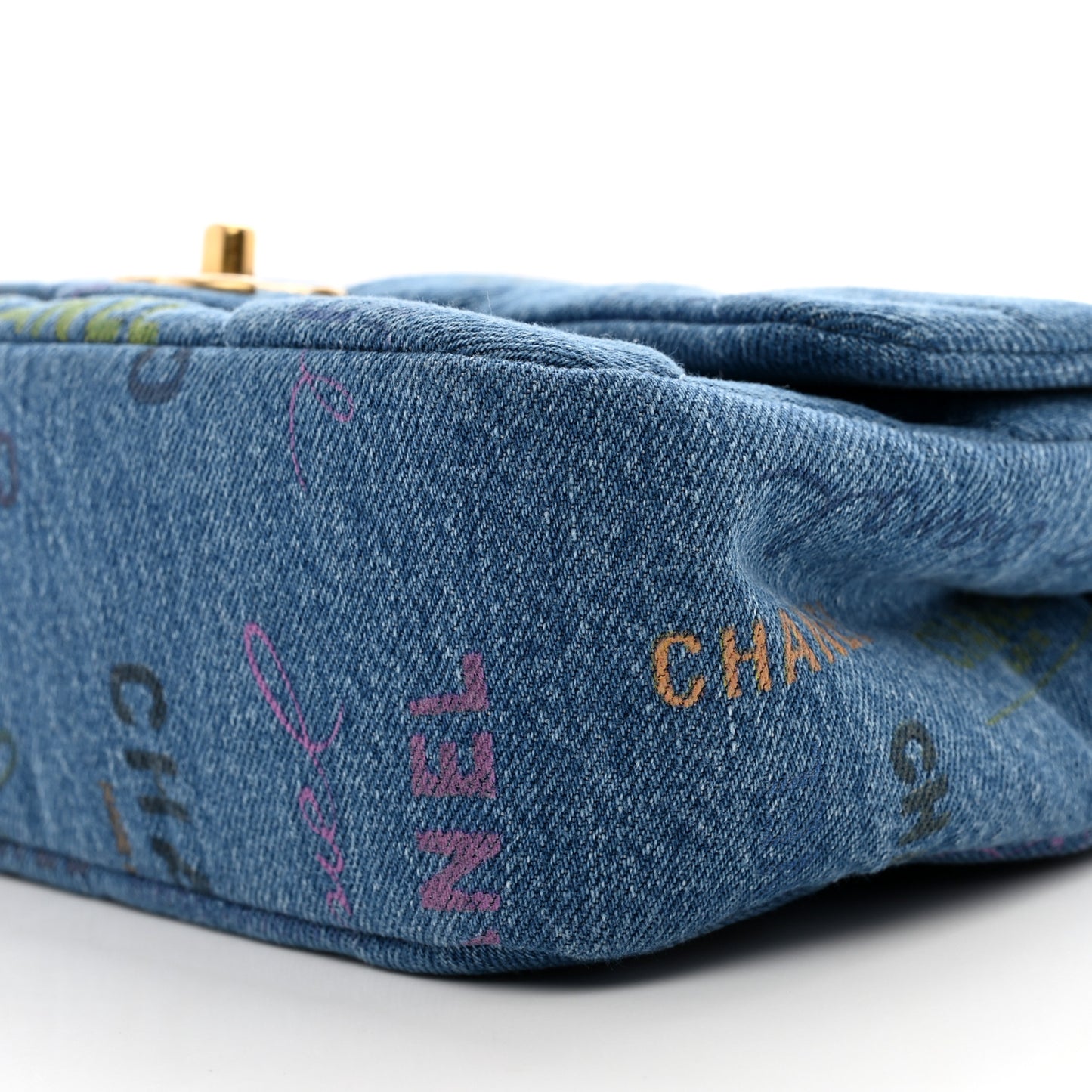 Denim Quilted Mini Denim Mood Rectangular Flap Blue Multicolor