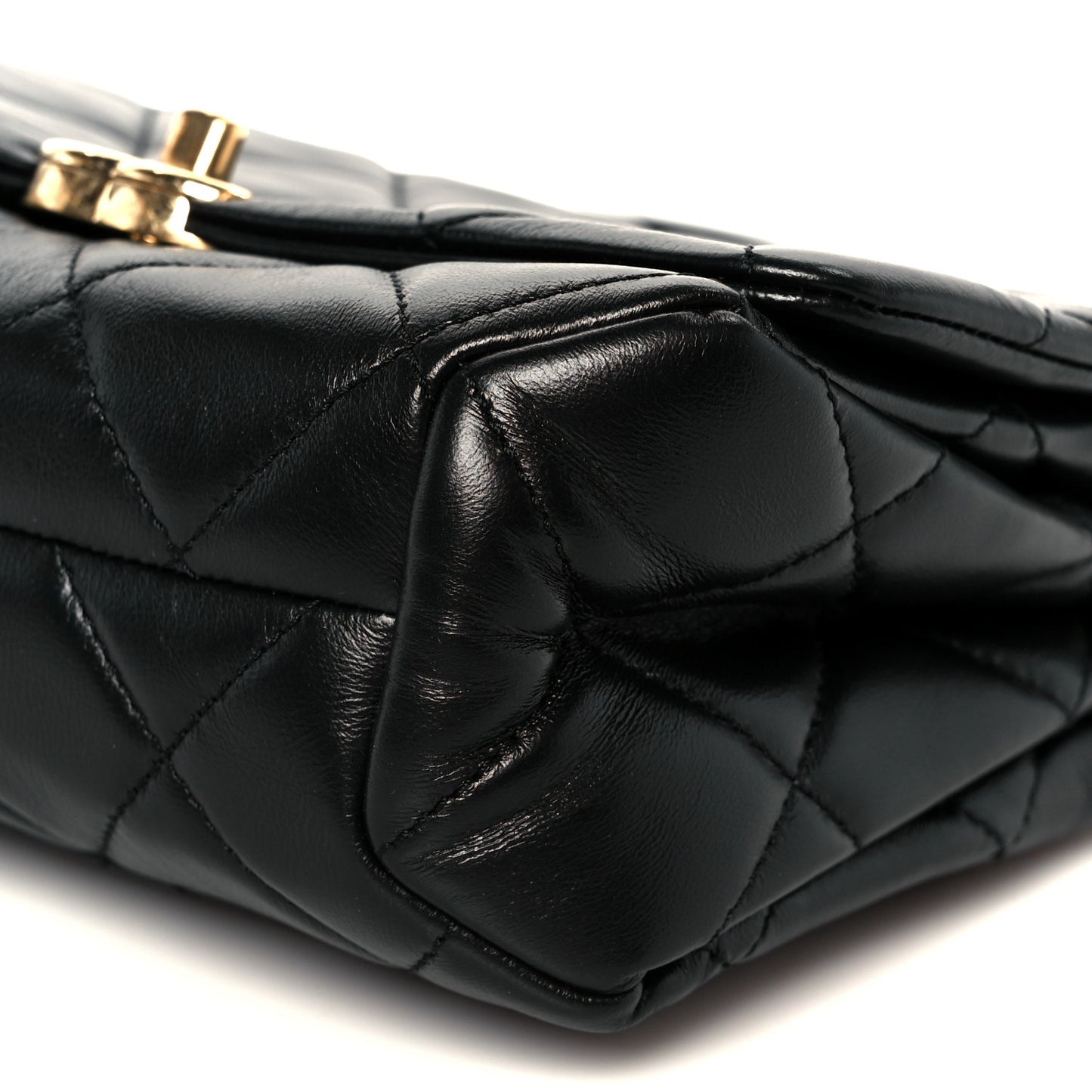 Lambskin Quilted Small Color Match Flap Black