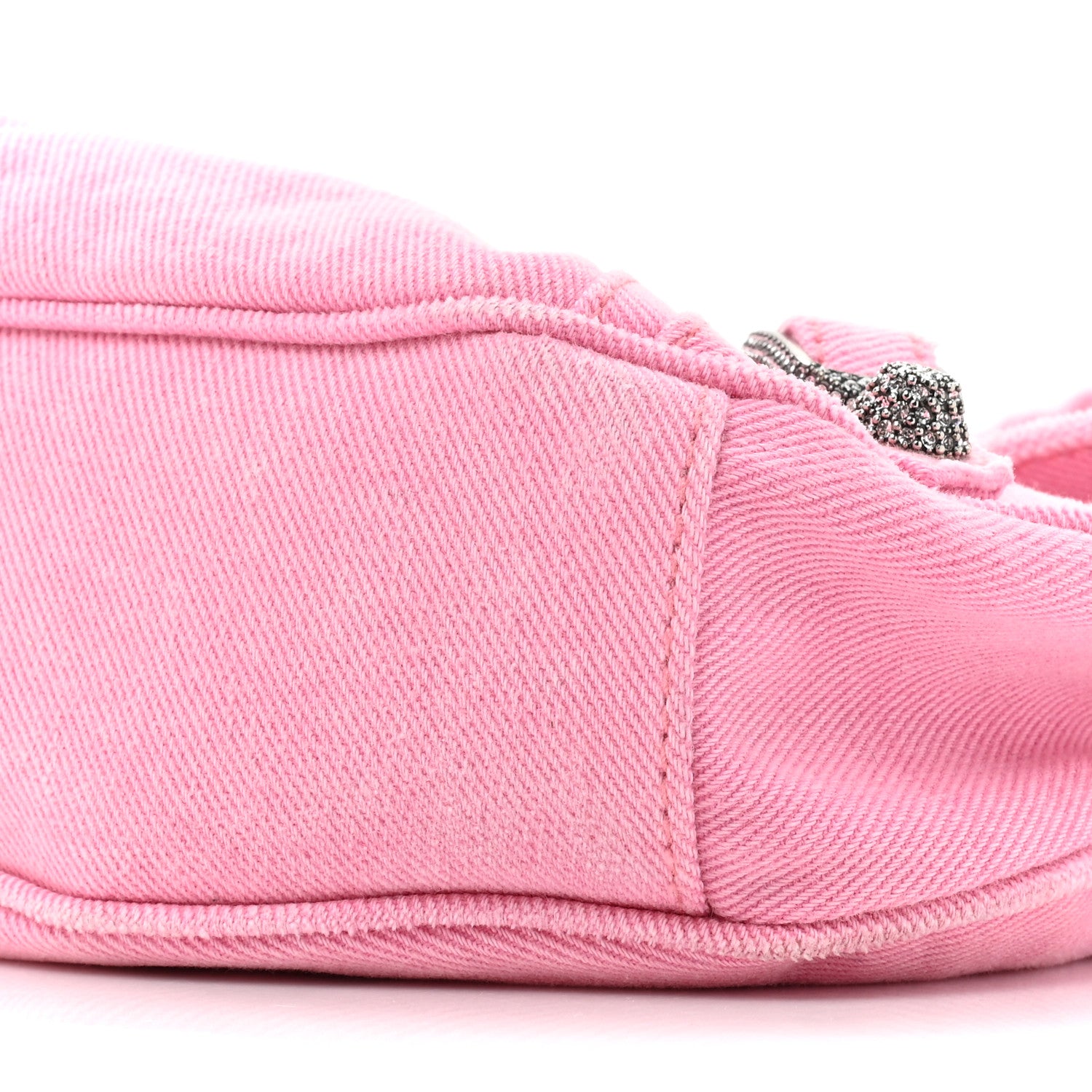 Balenciaga Washed Frayed Denim Crystal Le Cagole Shoulder Bag XS Denim Pink 8 of 11