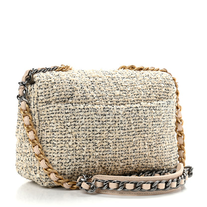 Chanel Tweed Quilted Medium Chanel 19 Flap Ecru Black 3 of 9