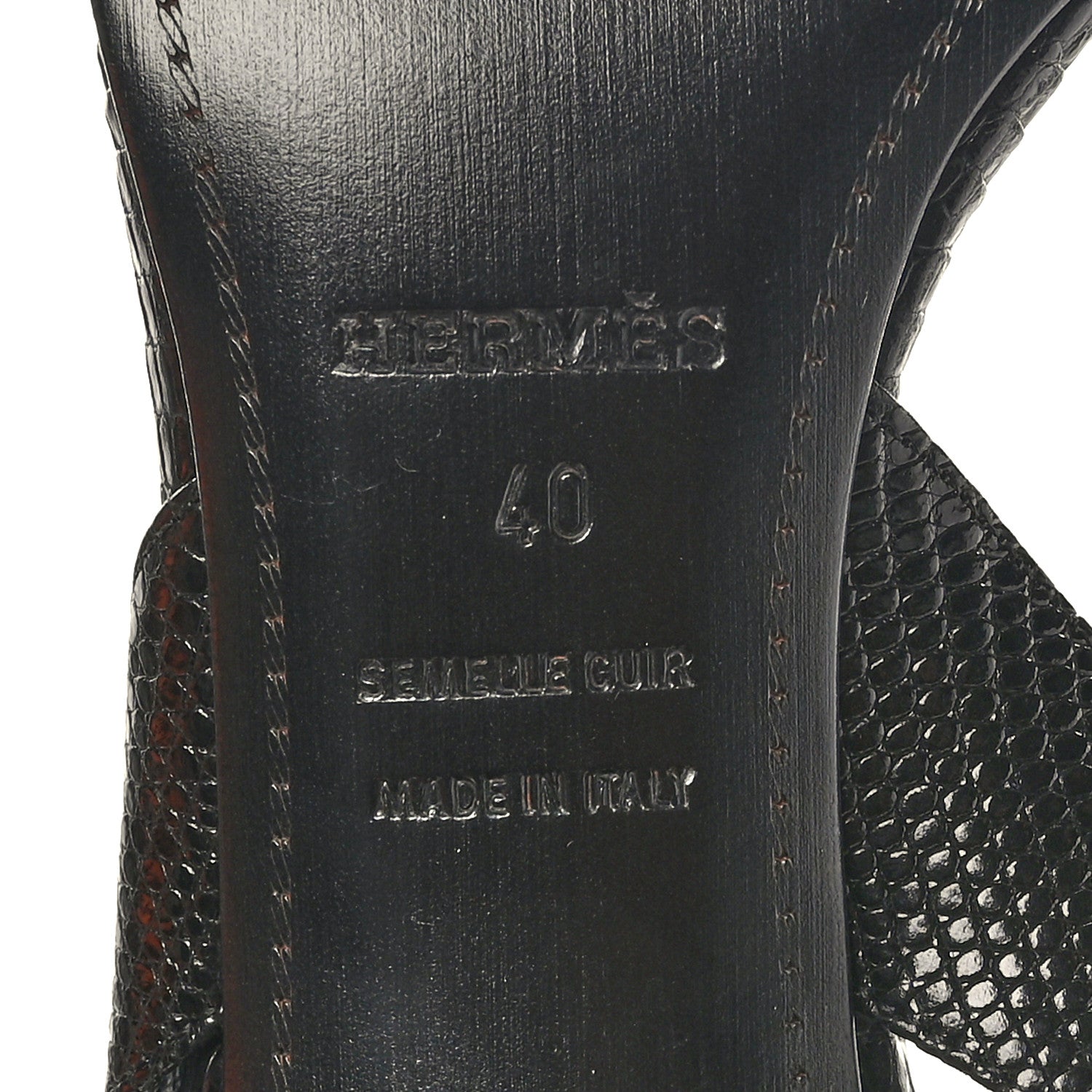 Hermes Lizard Night 70 Sandals 40 Black 7 of 8
