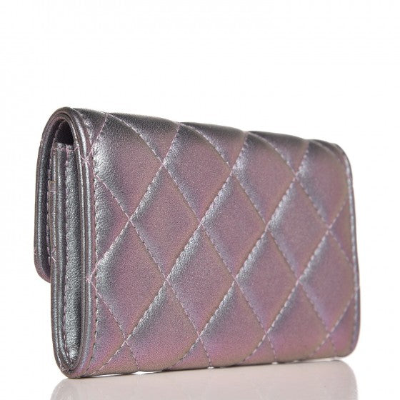 Chanel Iridescent Lambskin Quilted Reissue Flap Card Holder Light Purple 3 of 8