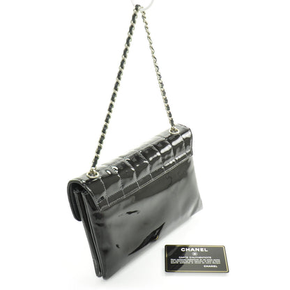 Chanel Patent Chocolate Bar Quilted Computer Keys Flap Black 3 of 10