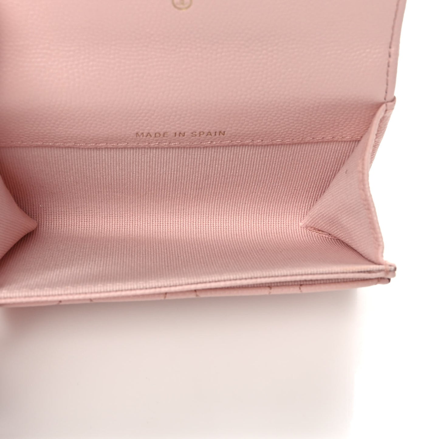 Shiny Caviar Enamel Quilted CC Flap Card Holder Light Pink