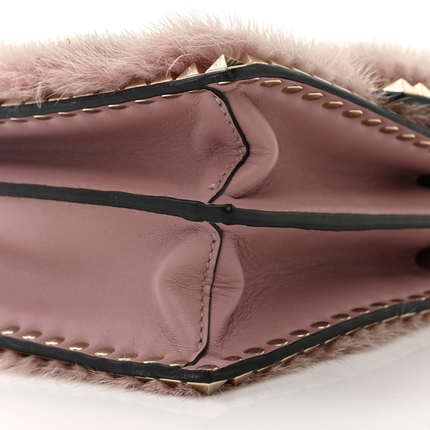 Valentino Garavani Mink Fur Rockstud Shoulder Bag Antique Rose 9 of 10