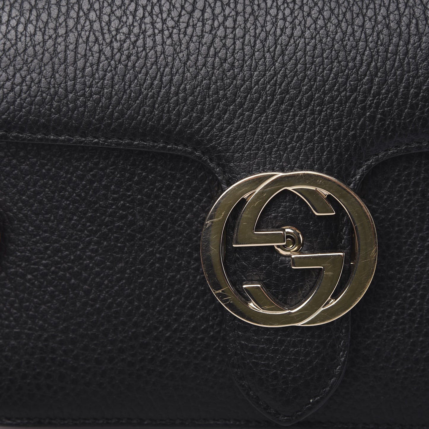 Dollar Calfskin Small Interlocking G Shoulder Bag Black