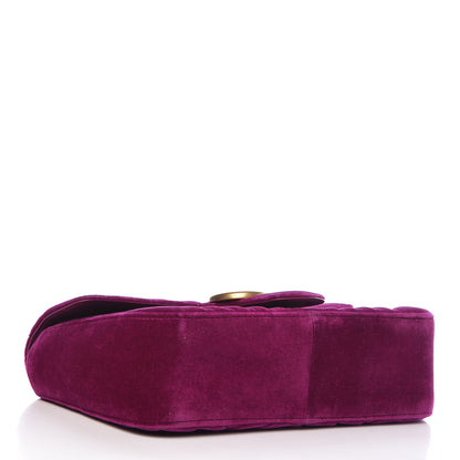 Gucci Velvet Matelasse Small GG Marmont Shoulder Bag Fuchsia Violet Cyclamen 4 of 10