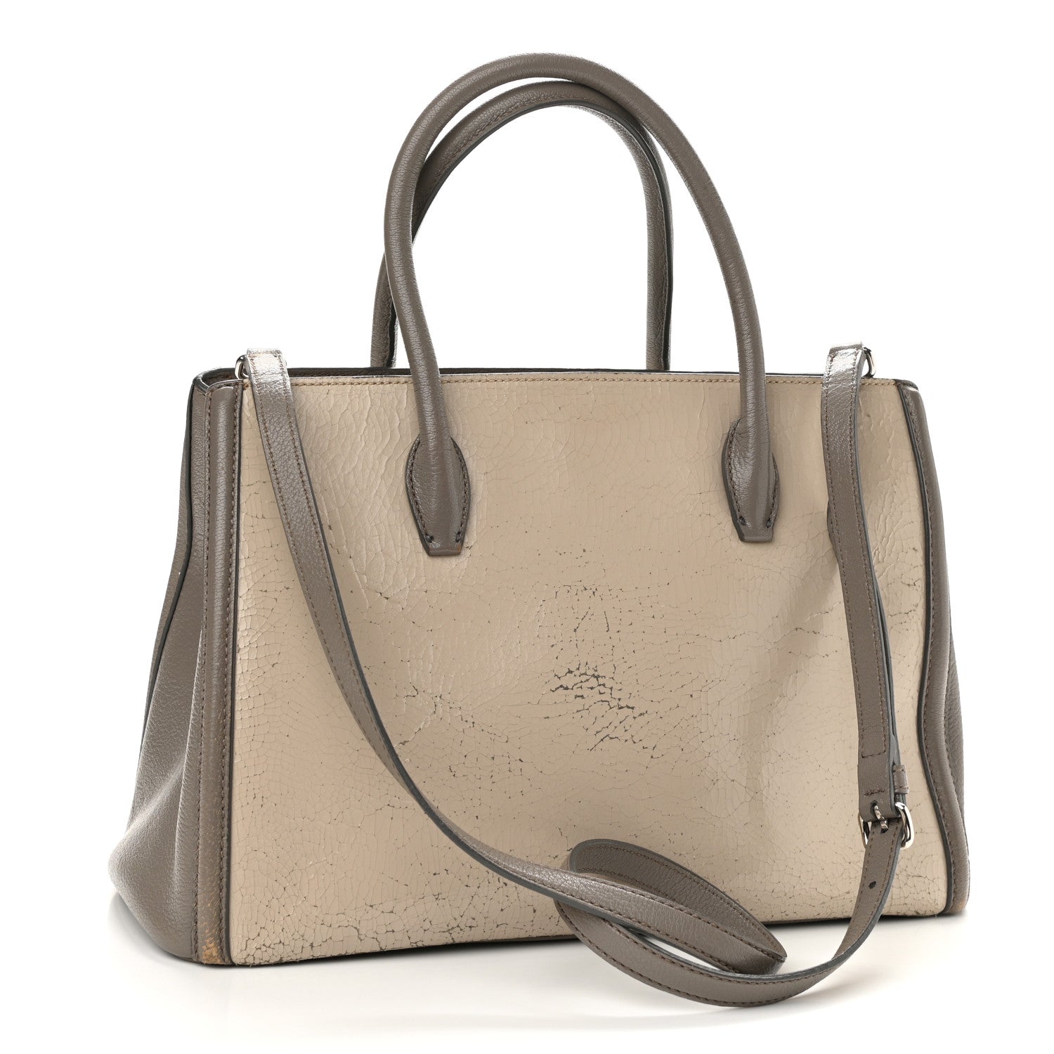 Miu Miu Crackled Goatskin Top Handle Tote Pomice Argilla 3 of 15