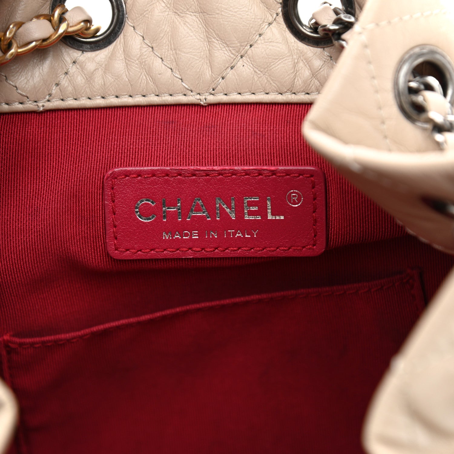 Chanel Aged Calfskin Quilted Gabrielle Backpack Beige 6 of 9