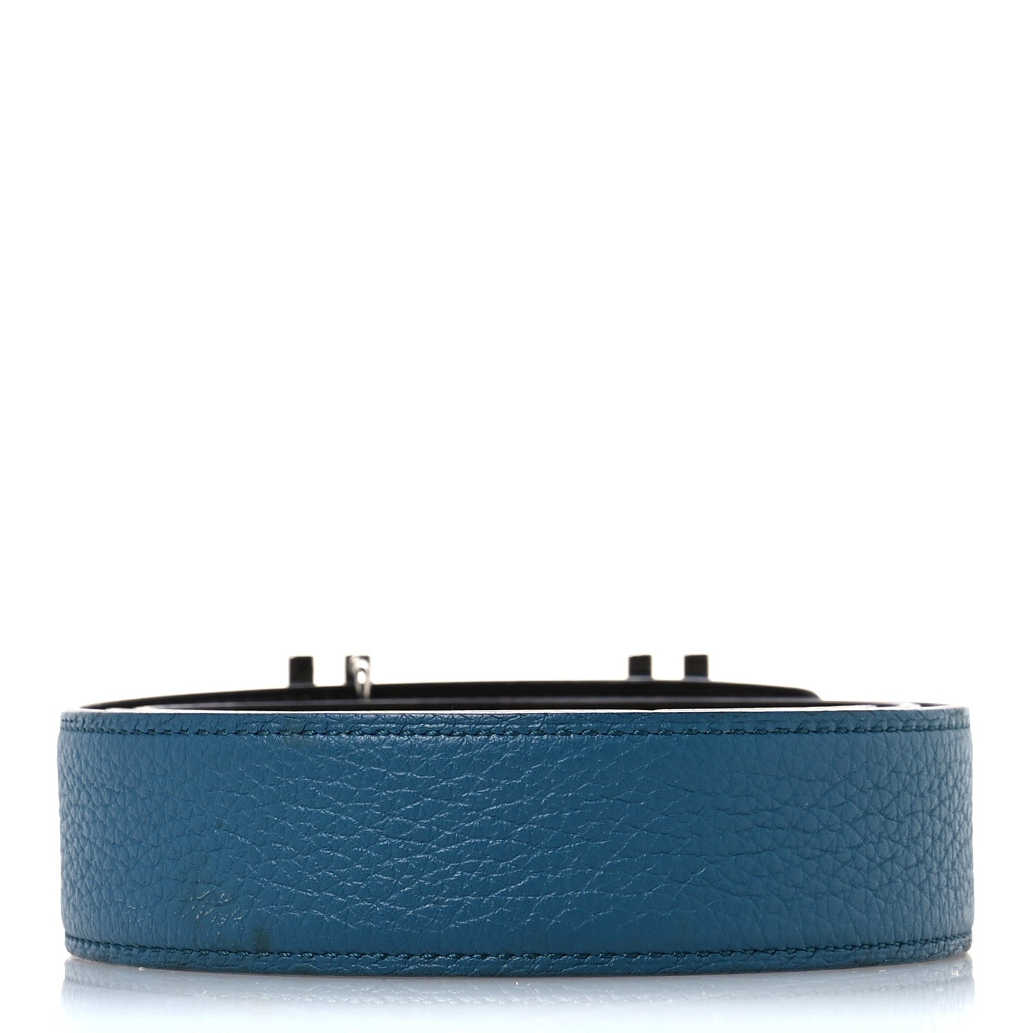 Hermes Box Togo 32mm Au Carre H Belt 85 34 Bleu Izmir Chocolate 2 of 6