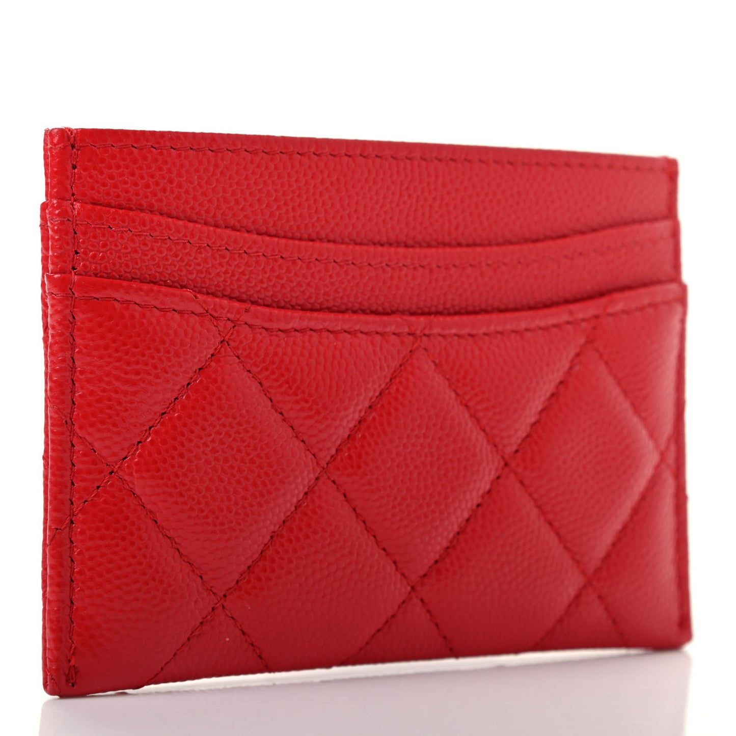 Caviar Quilted Card Holder Red