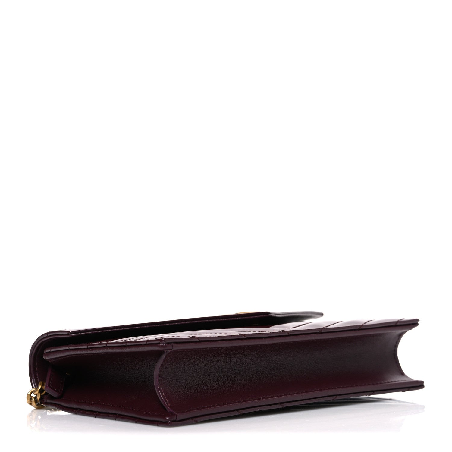 Saint Laurent Patent Calfskin Matelasse Chevron Monogram Envelope Chain Wallet Dark Red Wine 4 of 10