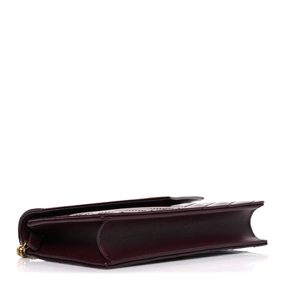 Saint Laurent Patent Calfskin Matelasse Chevron Monogram Envelope Chain Wallet Dark Red Wine 4 of 10