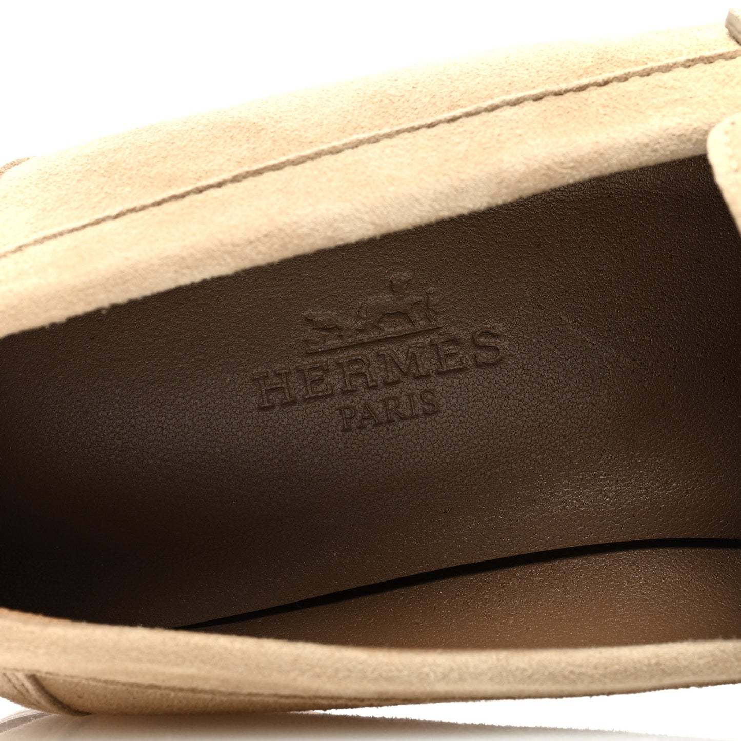 Suede Goatskin Womens Faubourg Loafers 35 Beige Argile