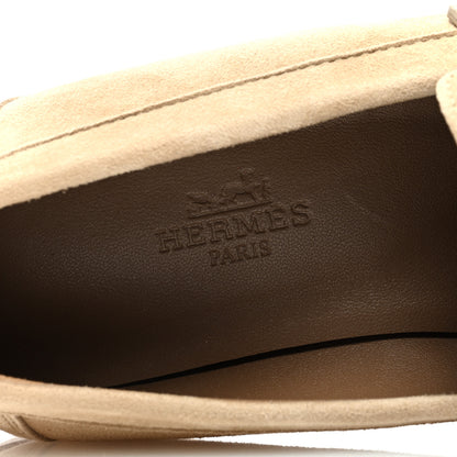 Hermes Suede Goatskin Womens Faubourg Loafers 35 Beige Argile 7 of 8