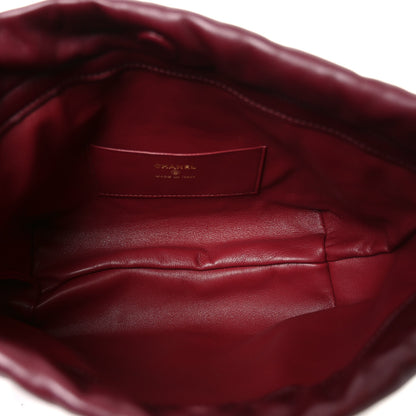 Chanel Lambskin Quilted Drawstring Clutch With Strap Dark Burgundy 4 of 9