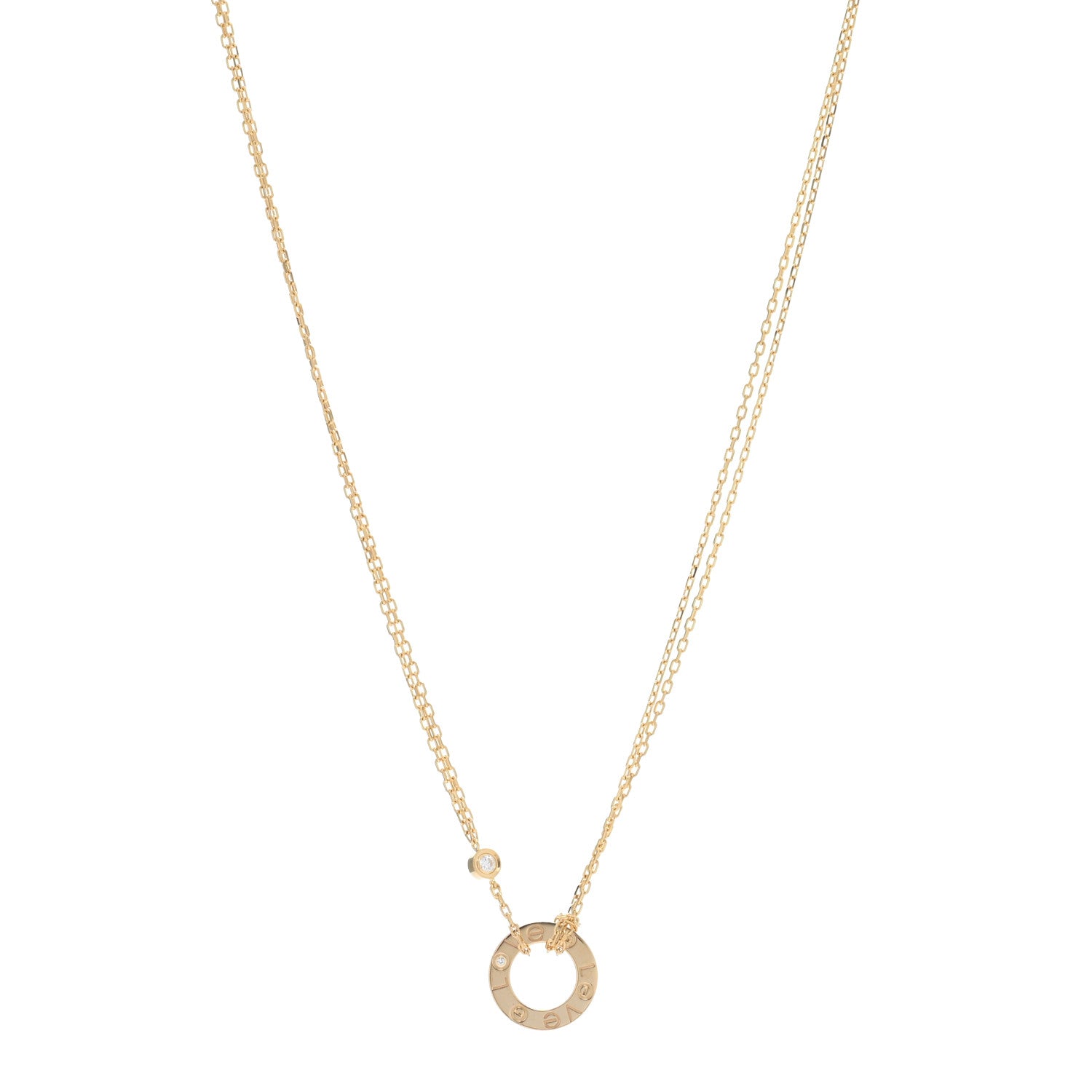 Cartier 18K Yellow Gold 2 Diamond LOVE Necklace 1 of 4