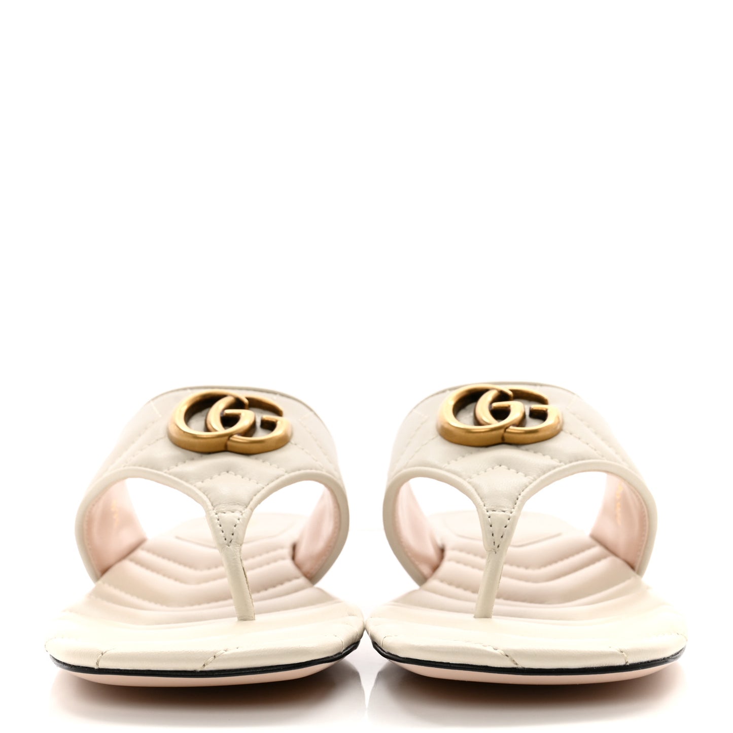 Nappa Charlotte Double G Marmont Thong Sandals 37.5 Mystic White