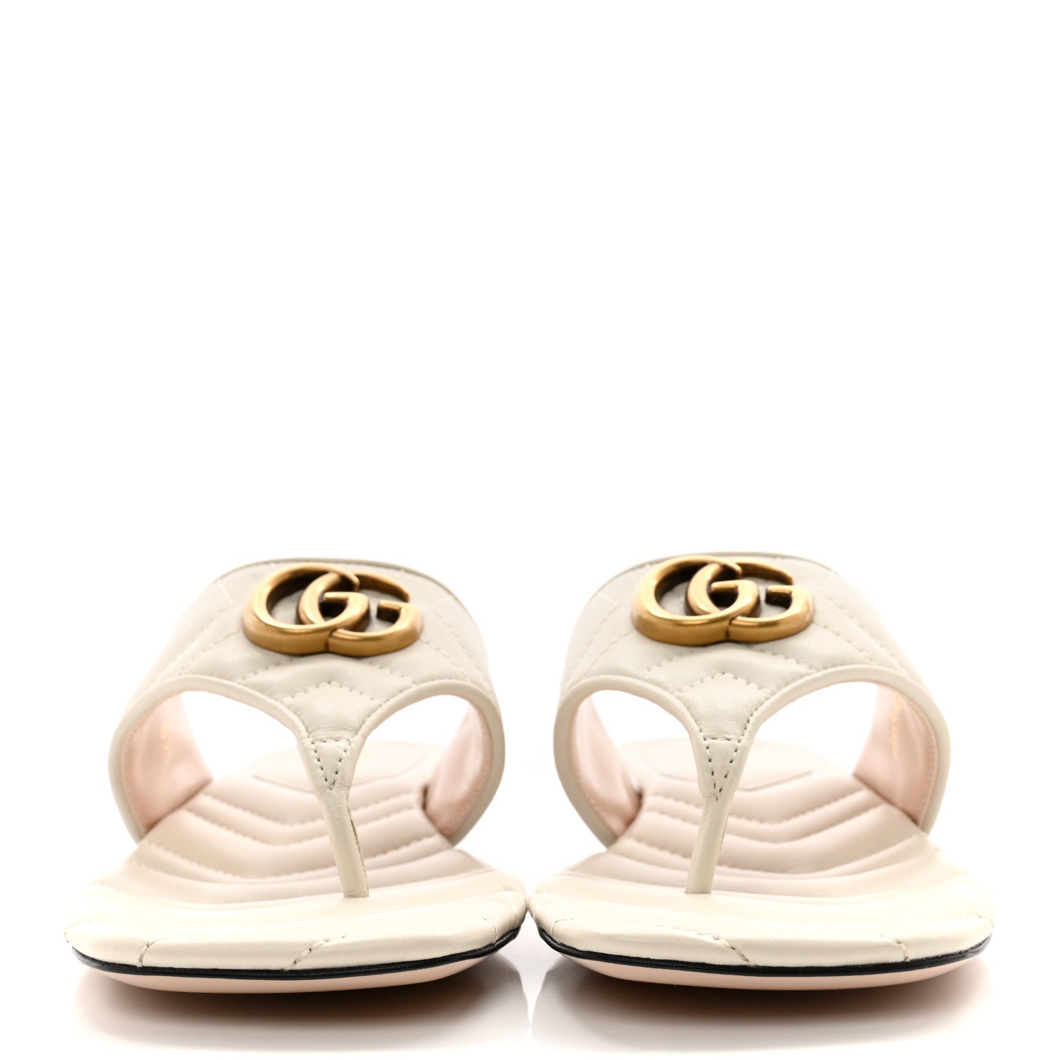Gucci Nappa Charlotte Double G Marmont Thong Sandals 37.5 Mystic White 2 of 9