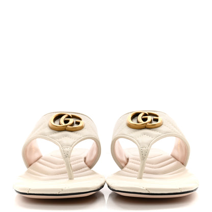 Gucci Nappa Charlotte Double G Marmont Thong Sandals 37.5 Mystic White 2 of 9