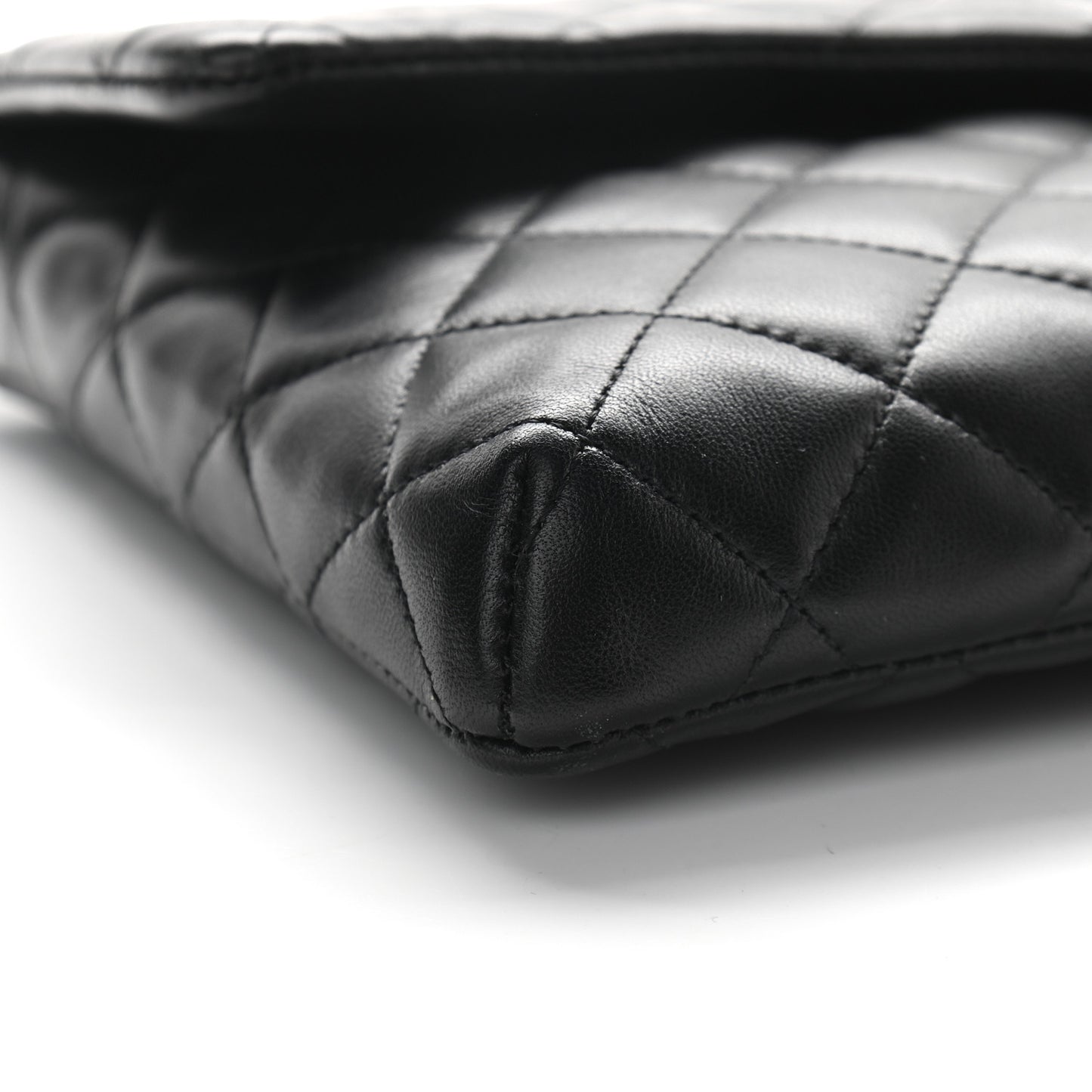 Lambskin Quilted Flap Clutch Black