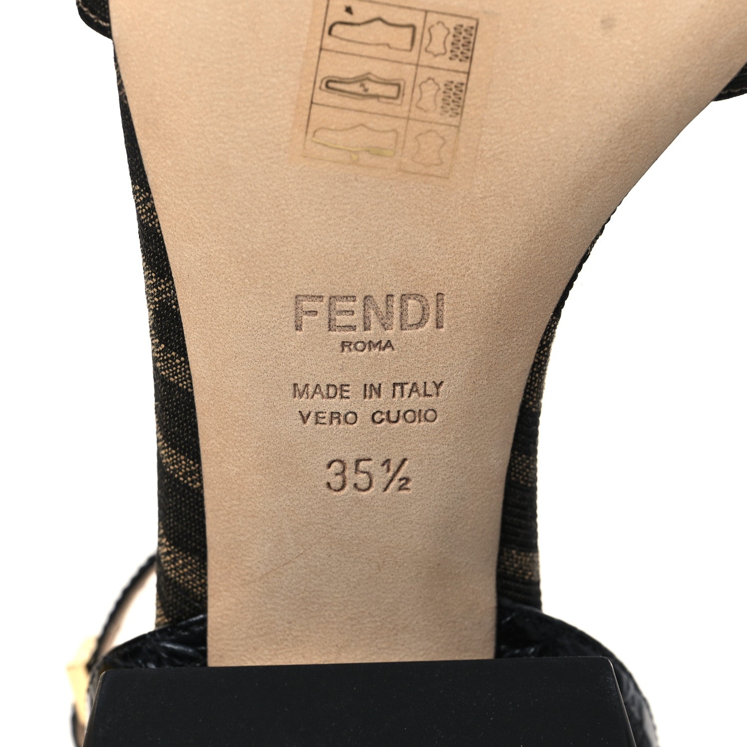 Fendi Jacquard FF Crocodile Embossed Promenade Ankle Strap Sandals 35.5 Tobacco 6 of 8