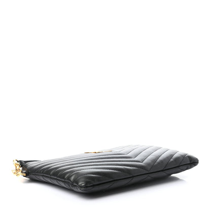 Saint Laurent Calfskin Matelasse Chevron Monogram A5 Wristlet Black 4 of 7
