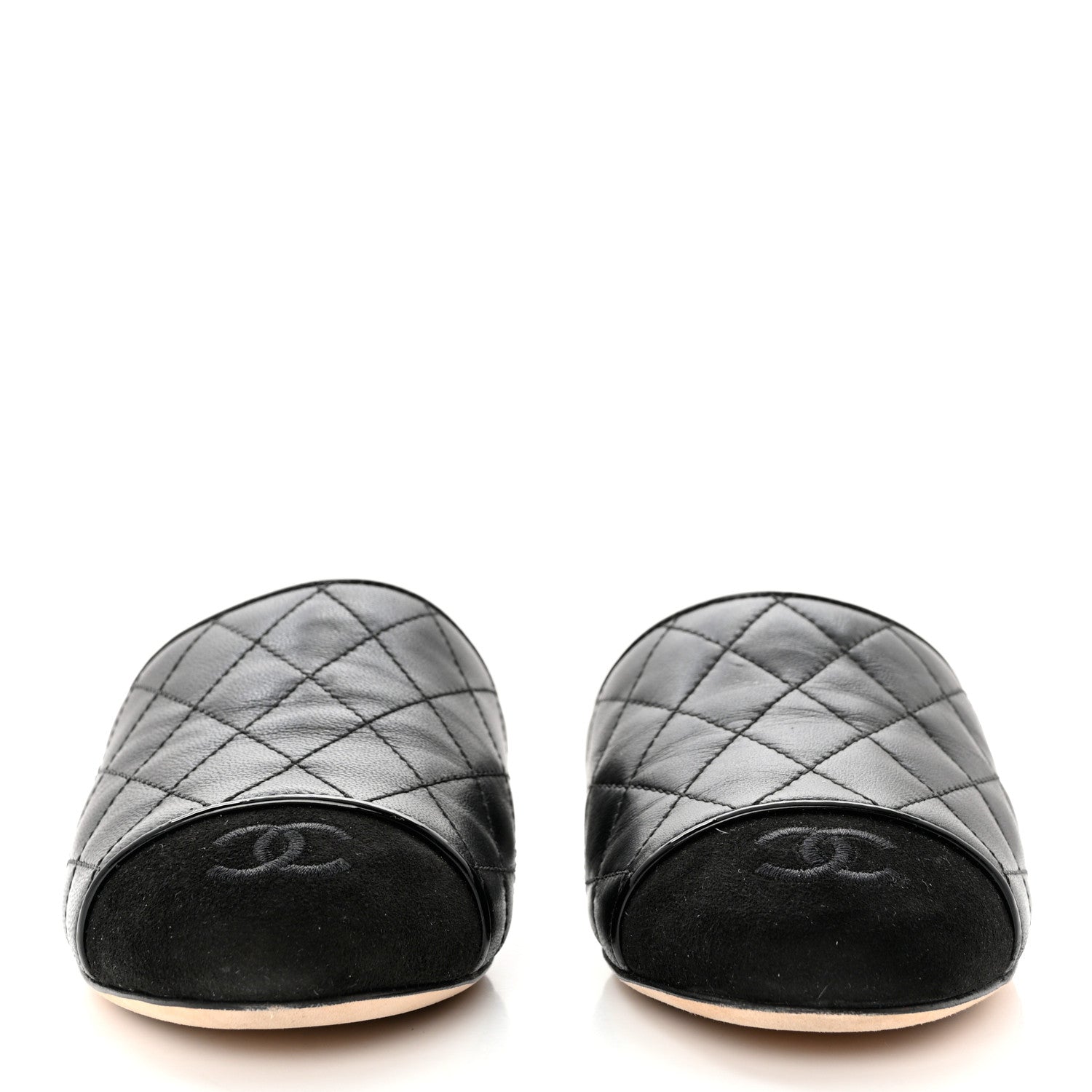 Chanel Lambskin Kid Suede Quilted Mules 36 Black 2 of 9