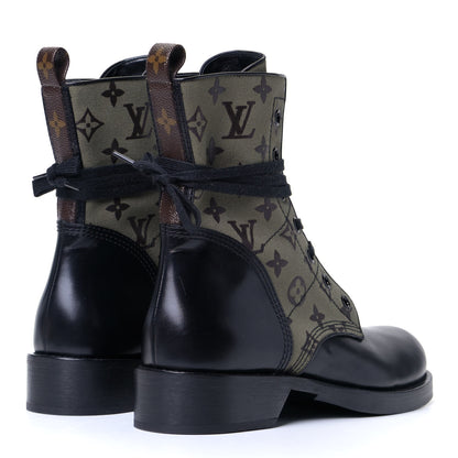 Louis Vuitton Canvas Calfskin Metropolis Flat Ranger Boot 40 Khaki Green 2 of 4