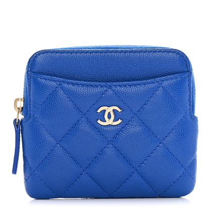 Chanel Caviar Quilted Zip Card Holder Wallet Blue 1 of 8
