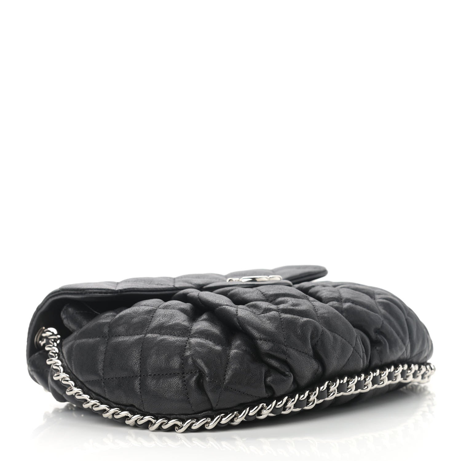 Chanel Washed Lambskin Quilted Medium Chain Around Messenger Black 4 of 13