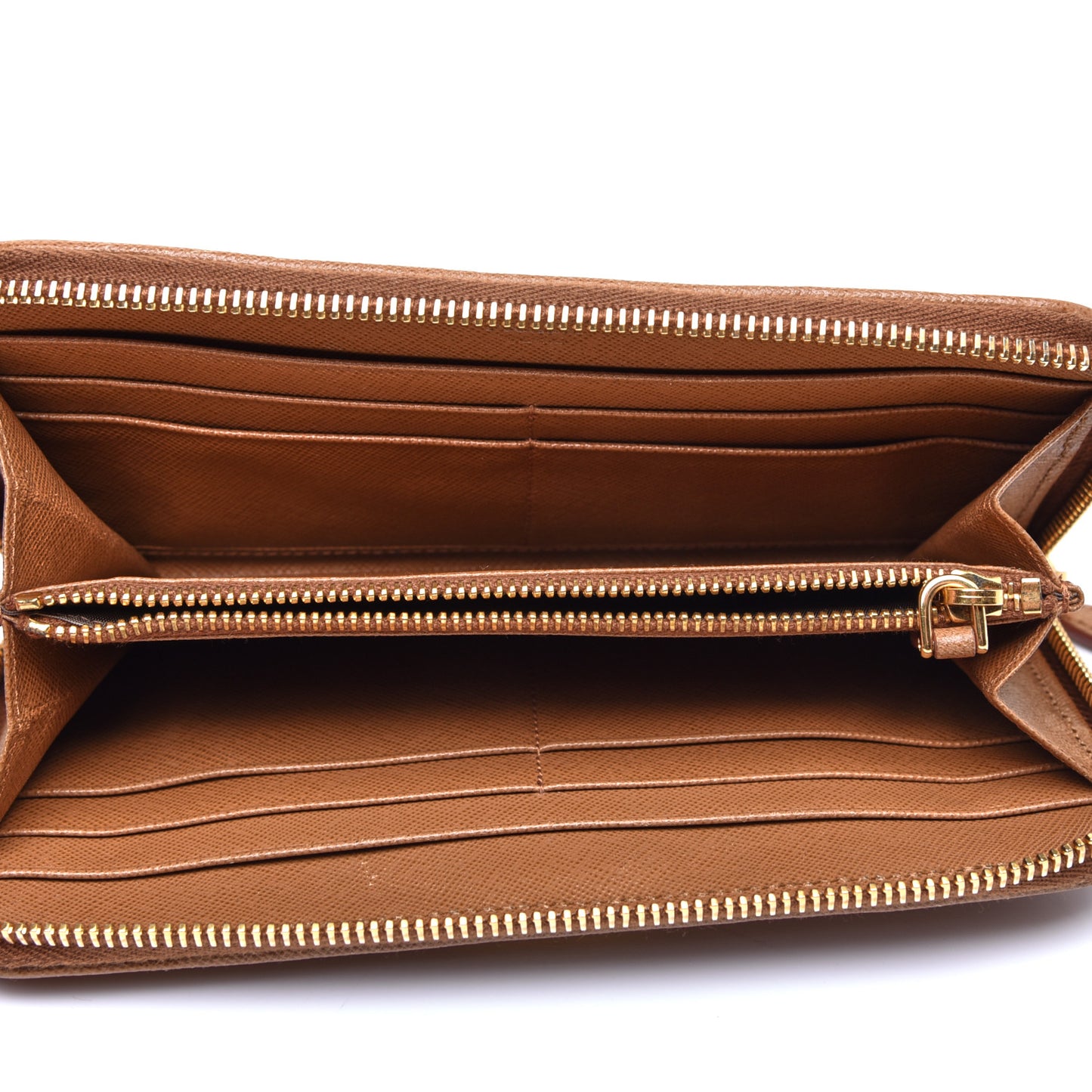 Saffiano Quilted Zip Around Wallet Caramel
